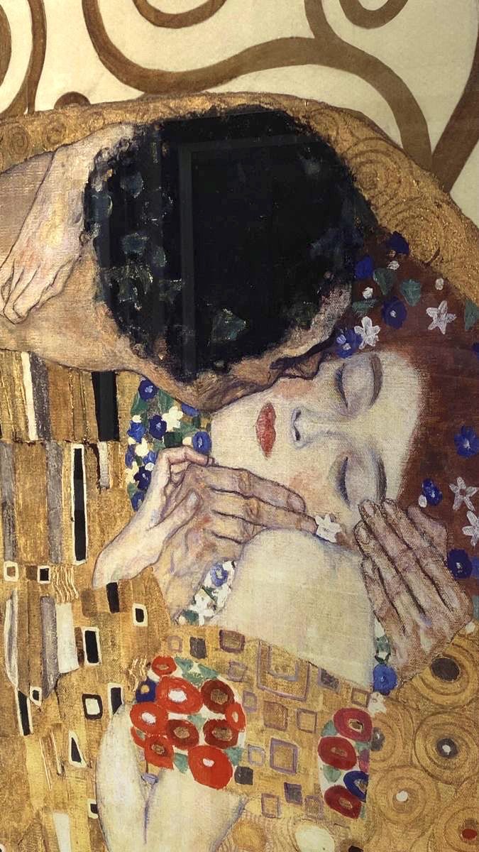 A painting of two lovers holding each other